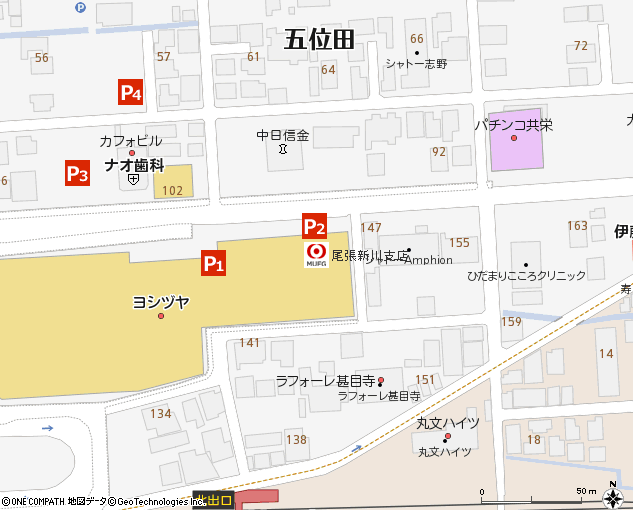 尾張新川支店付近の地図